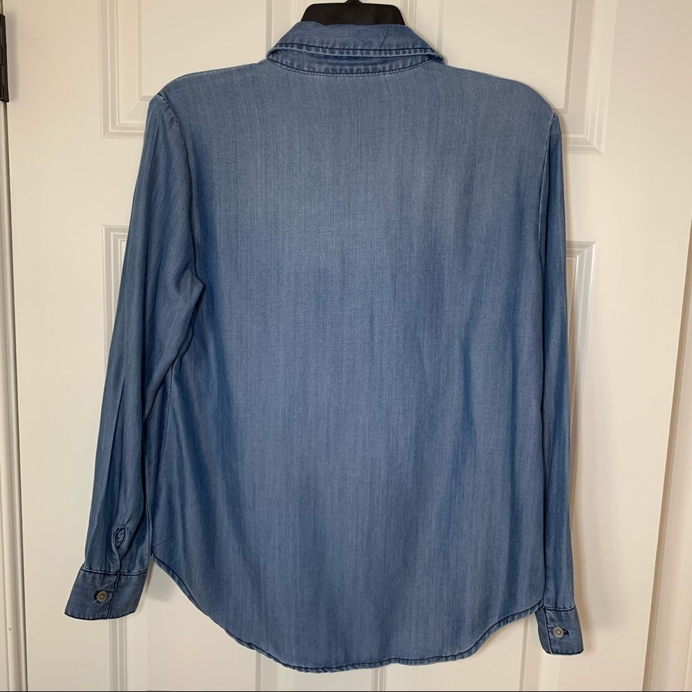 New! Lace up tencel Velvet Heart long sleeve denim top S - Picture 4 of 7